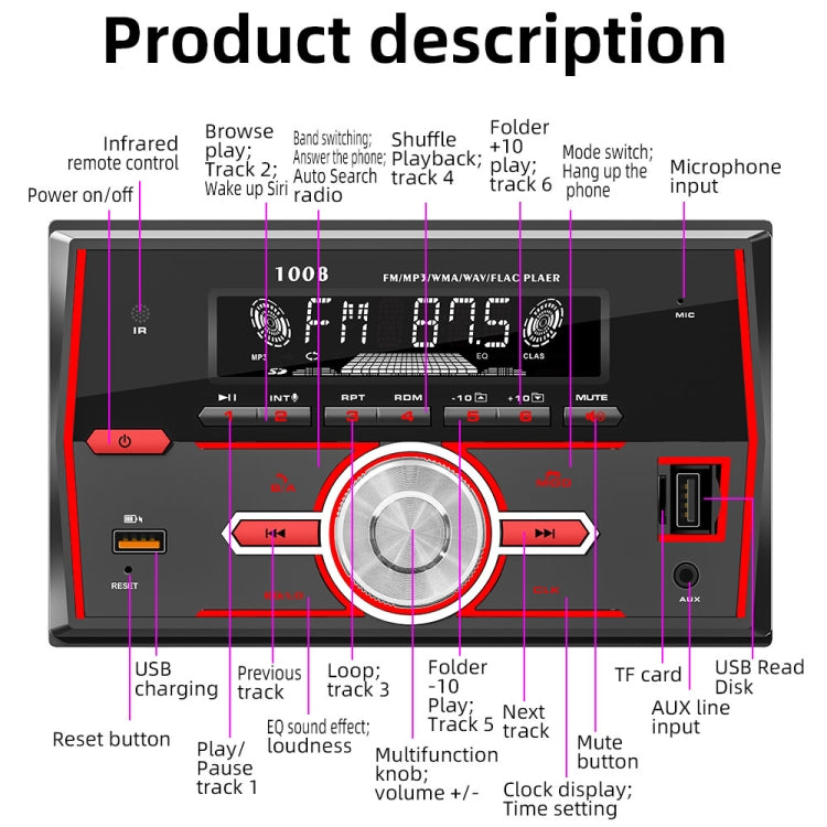 7 Colors Lighting 2 Din Car Radio Bluetooth USB MP3 Player - In Car by buy2fix | Online Shopping UK | buy2fix