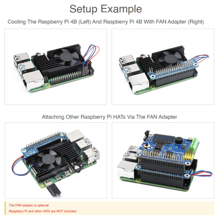 Waveshare Dedicated All-In-One Aluminum Alloy Cooling Fan For Raspberry Pi 4B - Other Accessories by WAVESHARE | Online Shopping UK | buy2fix