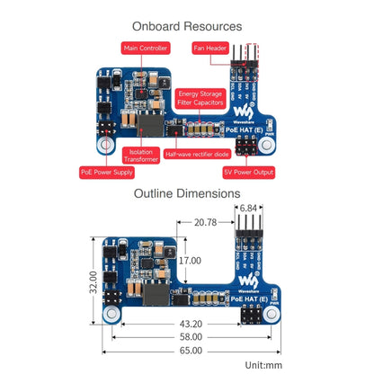 Waveshare Power over Ethernet HAT for Raspberry Pi 3B+/4B - Mini PC Accessories by WAVESHARE | Online Shopping UK | buy2fix