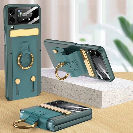 For Samsung Galaxy Z Flip4 GKK Ultrathin Shockproof Phone Case with Ring Holder / Wrist Strap(Green) - Galaxy Z Flip4 5G Cases by GKK | Online Shopping UK | buy2fix