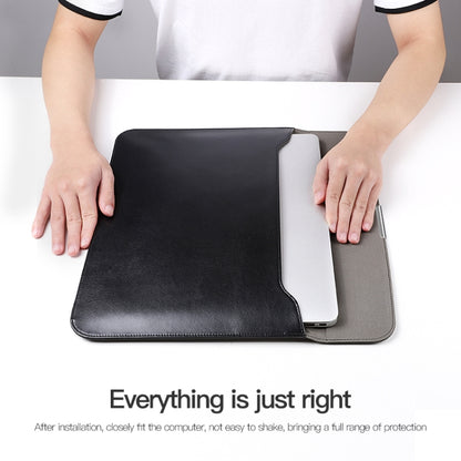 For 13.3 / 13.6 / 14 inch Laptop Ultra-thin Leather Laptop Sleeve(Black) - 13.3 inch by buy2fix | Online Shopping UK | buy2fix