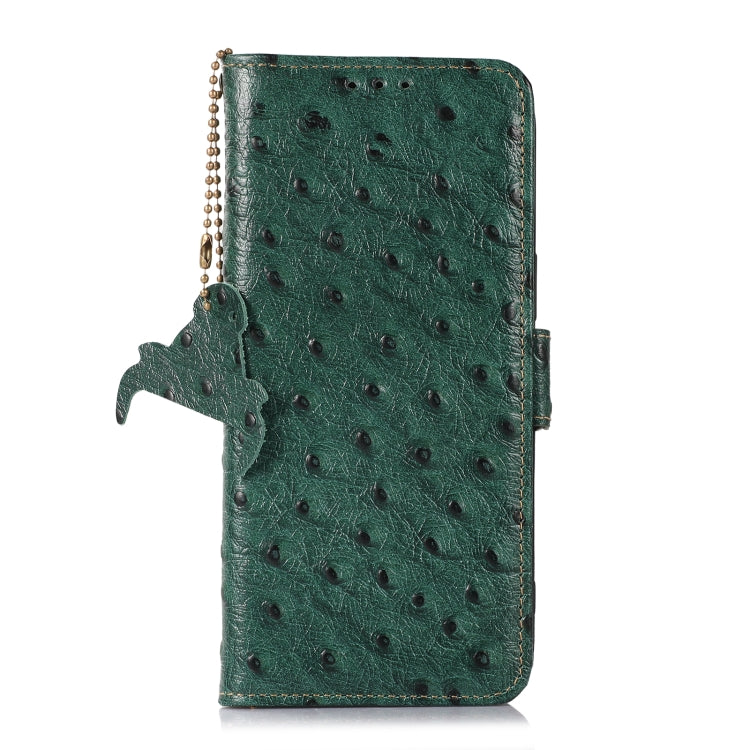 For Samsung Galaxy S22+ 5G Ostrich Pattern Genuine Leather RFID Phone Case(Green) - Galaxy S22+ 5G Cases by buy2fix | Online Shopping UK | buy2fix