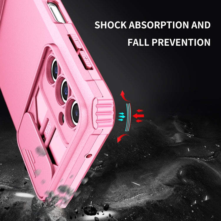 For Samsung Galaxy A14 5G Stereoscopic Holder Sliding Camshield Phone Case(Pink) - Galaxy Phone Cases by buy2fix | Online Shopping UK | buy2fix