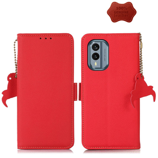 For Nokia X30 5G Side-Magnetic TJ Genuine Leather RFID Phone Case(Red) - Nokia Cases by buy2fix | Online Shopping UK | buy2fix