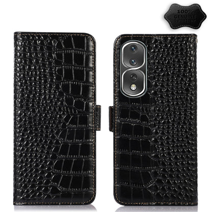 For Honor 80 Pro Crocodile Top Layer Cowhide Leather Phone Case(Black) - Honor Cases by buy2fix | Online Shopping UK | buy2fix