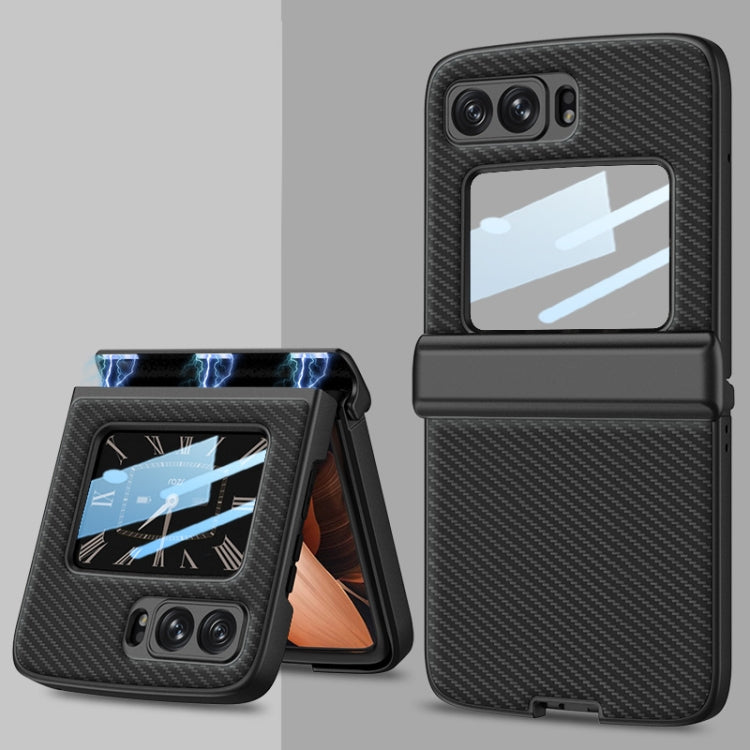 For Motorola Razr 2022 GKK Magnetic Folding Shockproof Leather Phone Case(Carbon Fibre) - Motorola Cases by GKK | Online Shopping UK | buy2fix