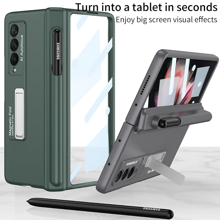 For Samsung Galaxy Z Fold3 5G GKK Full Coverage Magnetic Fold Hinge Shockproof Phone Case with Pen Slots(Green) - Galaxy Phone Cases by GKK | Online Shopping UK | buy2fix