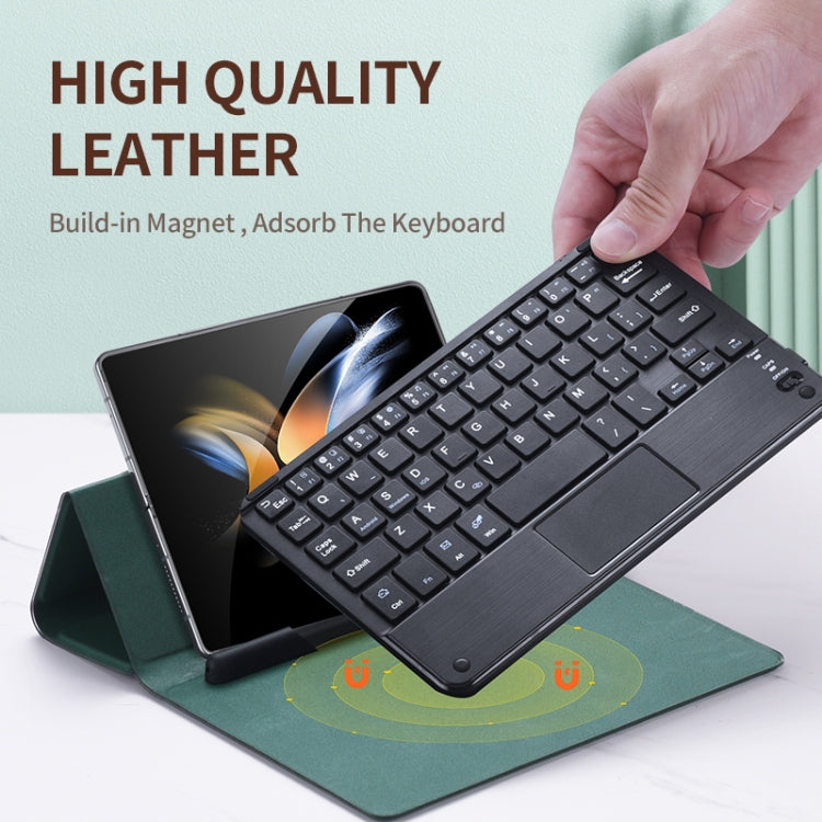 For Samsung Galaxy Z Fold3 GKK Magnetic Folding Bluetooth Keyboard Leather Case with Touchpad / Pen(Dark Green) - Samsung Keyboard by GKK | Online Shopping UK | buy2fix