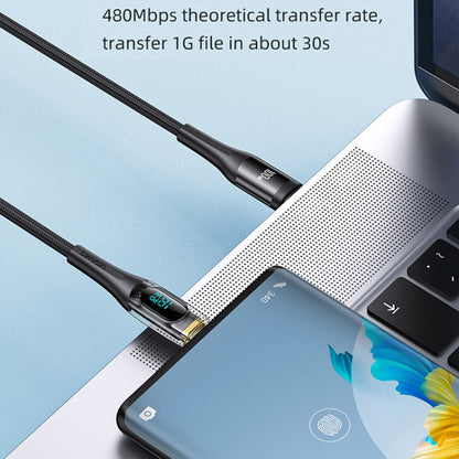 USAMS Type-C to Type-C PD100W Aluminum Alloy Transparent Digital Display Fast Charge Data Cable, Cable Length:1.2m(Black) - USB-C & Type-C Cable by USAMS | Online Shopping UK | buy2fix