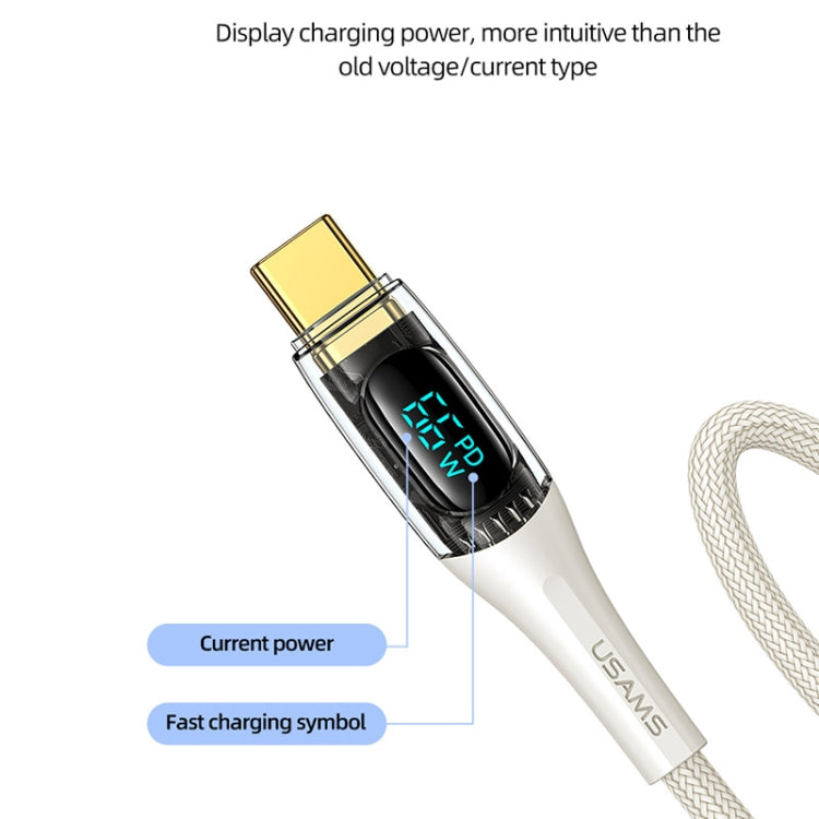 USAMS USB to Type-C 66W Aluminum Alloy Transparent Digital Display Fast Charge Data Cable, Cable Length:2m(Purple) -  by USAMS | Online Shopping UK | buy2fix