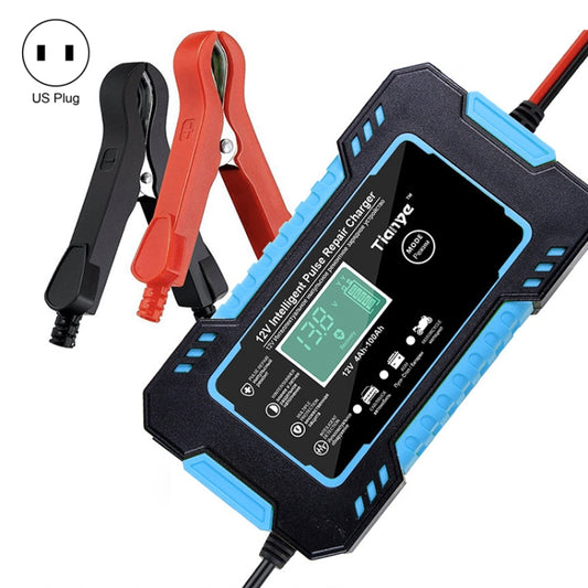 Motorcycle / Car Battery Smart Charger with LCD Creen, Plug Type:US Plug(Blue) - In Car by buy2fix | Online Shopping UK | buy2fix