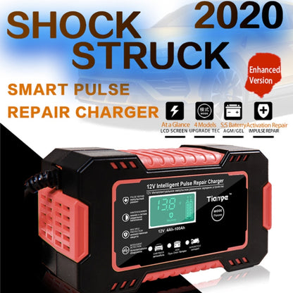 Motorcycle / Car Battery Smart Charger with LCD Creen, Plug Type:UK Plug(Red) - In Car by buy2fix | Online Shopping UK | buy2fix