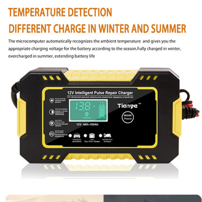 Motorcycle / Car Battery Smart Charger with LCD Creen, Plug Type:EU Plug(Yellow) - In Car by buy2fix | Online Shopping UK | buy2fix