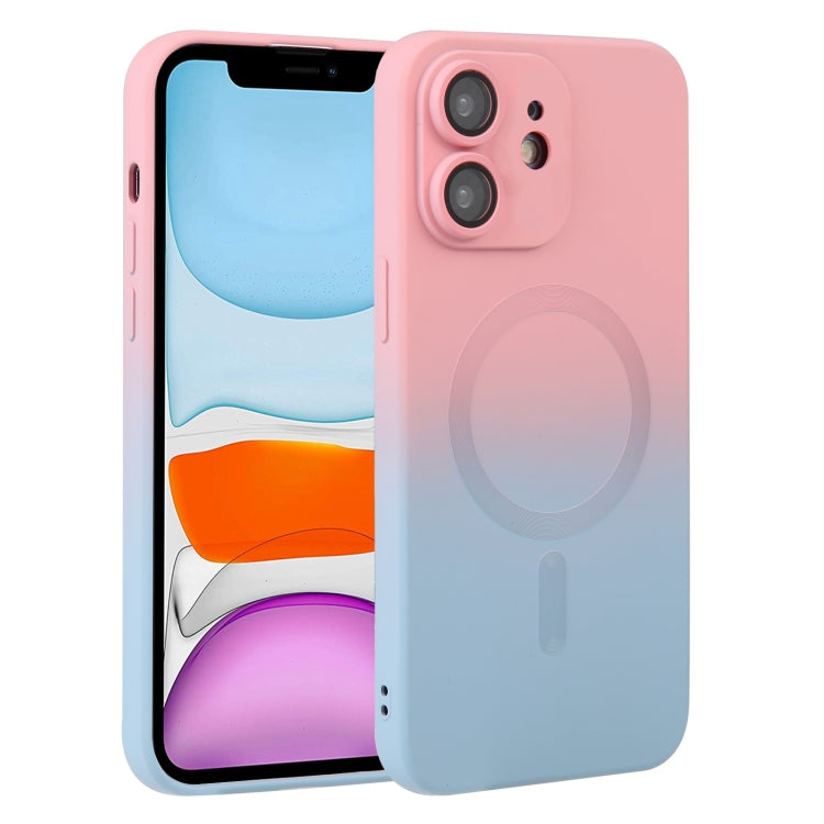 For iPhone 11 Liquid TPU Silicone Gradient MagSafe Phone Case(Pink Blue) - iPhone 11 Cases by buy2fix | Online Shopping UK | buy2fix