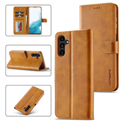 For Samsung Galaxy A34 5G LC.IMEEKE Calf Texture Leather Phone Case(Brown) - Galaxy Phone Cases by LC.IMEEKE | Online Shopping UK | buy2fix