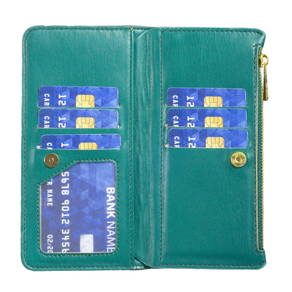 For Xiaomi Redmi 12C Diamond Lattice Zipper Wallet Leather Flip Phone Case(Green) - Xiaomi Cases by buy2fix | Online Shopping UK | buy2fix