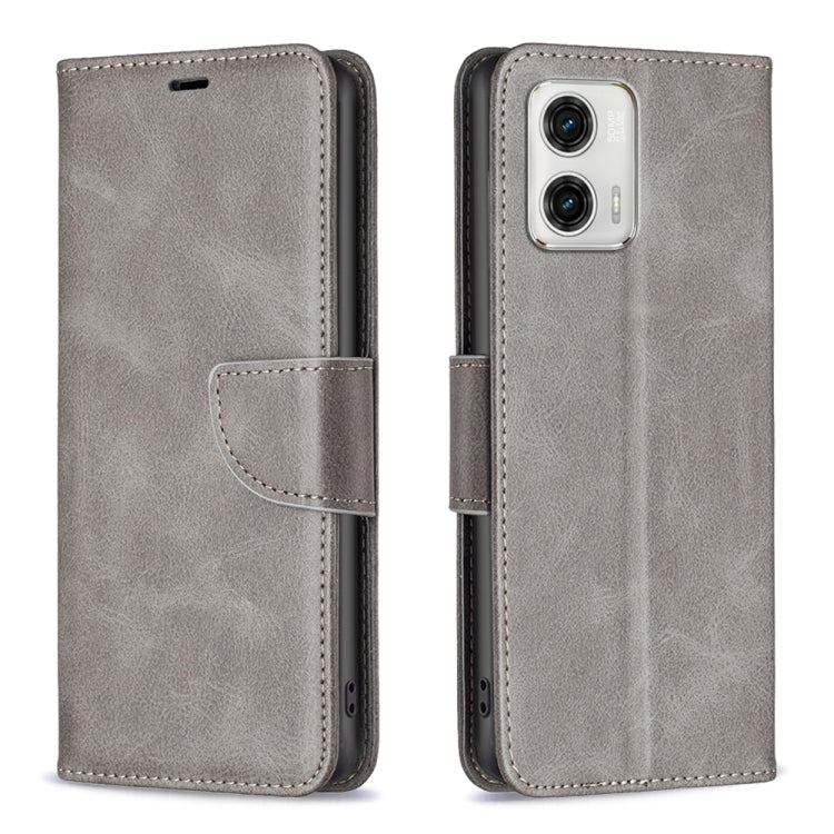 For Motorola Moto G73 5G Lambskin Texture Leather Phone Case(Grey) - Motorola Cases by buy2fix | Online Shopping UK | buy2fix