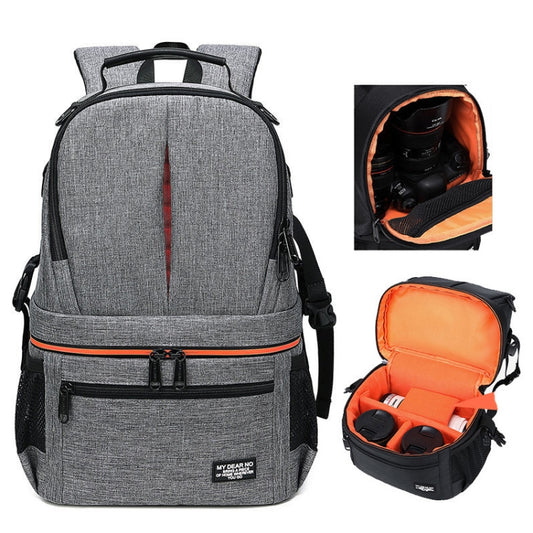 Large Capacity Waterproof Backpack Travel Shoulders Camera Bags(Gray Matte Inner Orange) - Backpack by buy2fix | Online Shopping UK | buy2fix