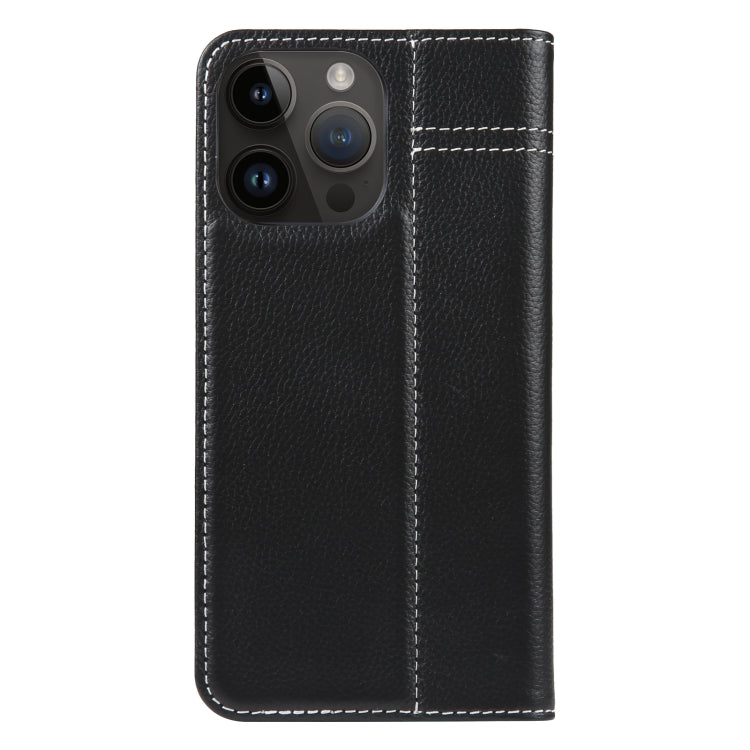 For iPhone 14 Pro GEBEI Top-grain Horizontal Flip Leather Phone Case(Black) - iPhone 14 Pro Cases by GEBEI | Online Shopping UK | buy2fix