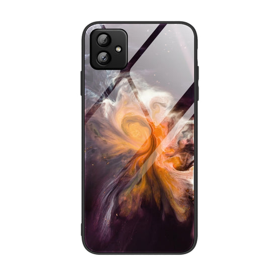 For Samsung Galaxy A04 Marble Pattern Glass Phone Case(Typhoon) - Galaxy Phone Cases by buy2fix | Online Shopping UK | buy2fix