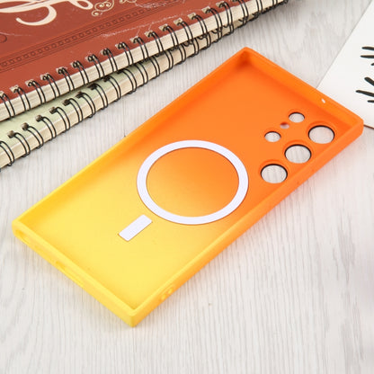 For Samsung Galaxy S22 Ultra 5G Liquid TPU Silicone Gradient MagSafe Phone Case(Orange Yellow) - Galaxy S22 Ultra 5G Cases by buy2fix | Online Shopping UK | buy2fix