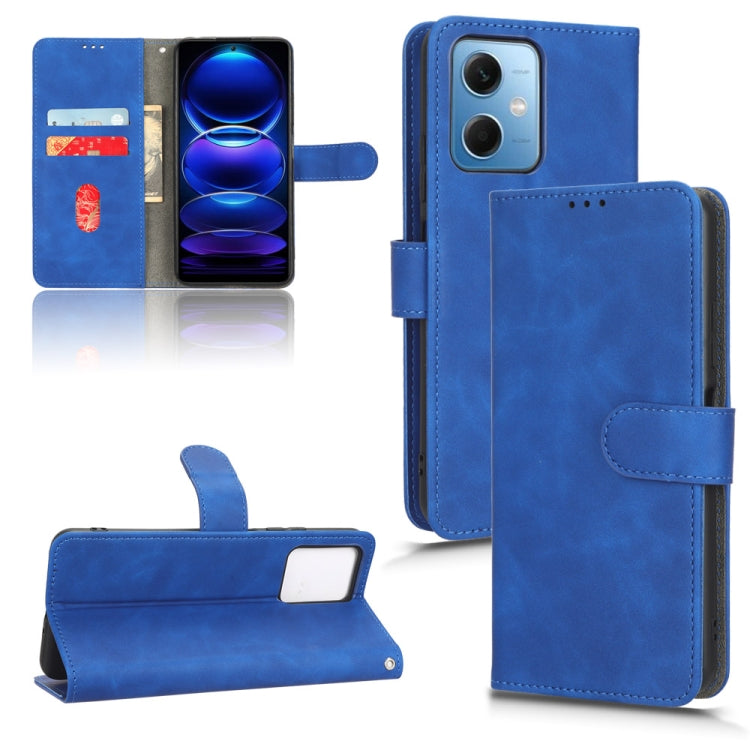 For Xiaomi Poco X5 5G / Redmi Note 12 5G Skin Feel Magnetic Flip Leather Phone Case(Blue) - Note 12 Cases by buy2fix | Online Shopping UK | buy2fix