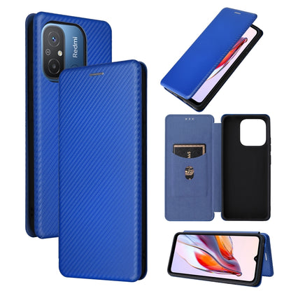 For Xiaomi Redmi 12C Carbon Fiber Texture Flip Leather Phone Case(Blue) - Xiaomi Cases by buy2fix | Online Shopping UK | buy2fix