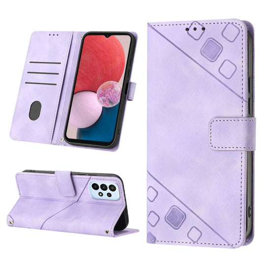 For Samsung Galaxy A13 Lite / A13 4G Skin-feel Embossed Leather Phone Case(Light Purple) - Galaxy Phone Cases by buy2fix | Online Shopping UK | buy2fix
