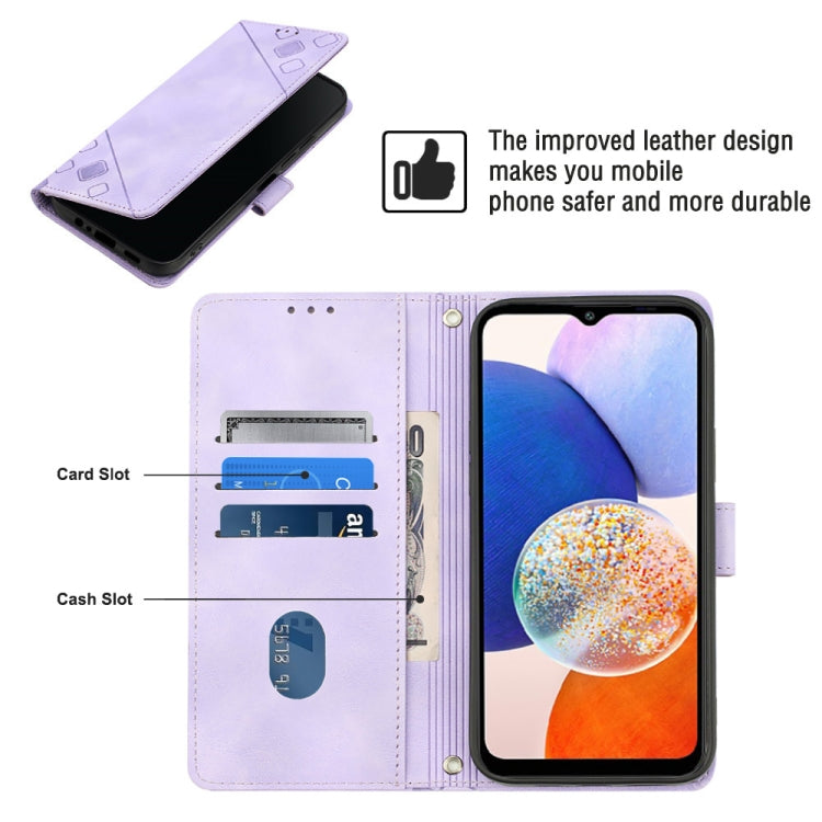For Samsung Galaxy A14 5G Skin-feel Embossed Leather Phone Case(Light Purple) - Galaxy Phone Cases by buy2fix | Online Shopping UK | buy2fix