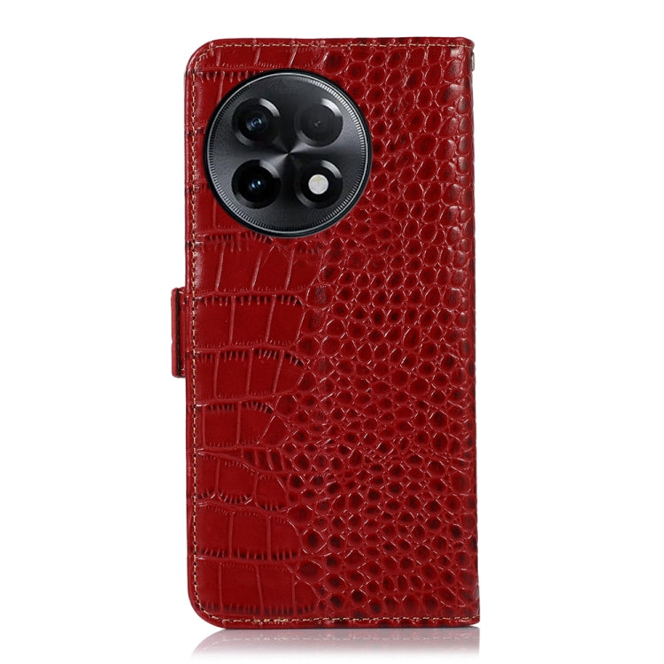 For OnePlus Ace 2 5G Crocodile Top Layer Cowhide Leather Phone Case(Red) - OnePlus Cases by buy2fix | Online Shopping UK | buy2fix