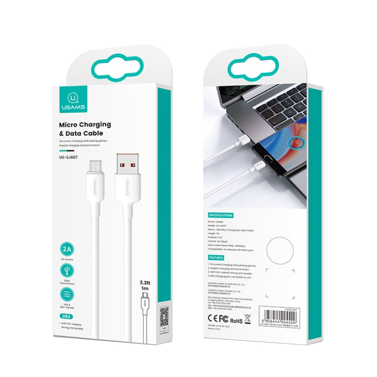 USAMS US-SJ608 U84 2A USB to Micro USB Charging Data Cable, Cable Length:2m(White) -  by USAMS | Online Shopping UK | buy2fix