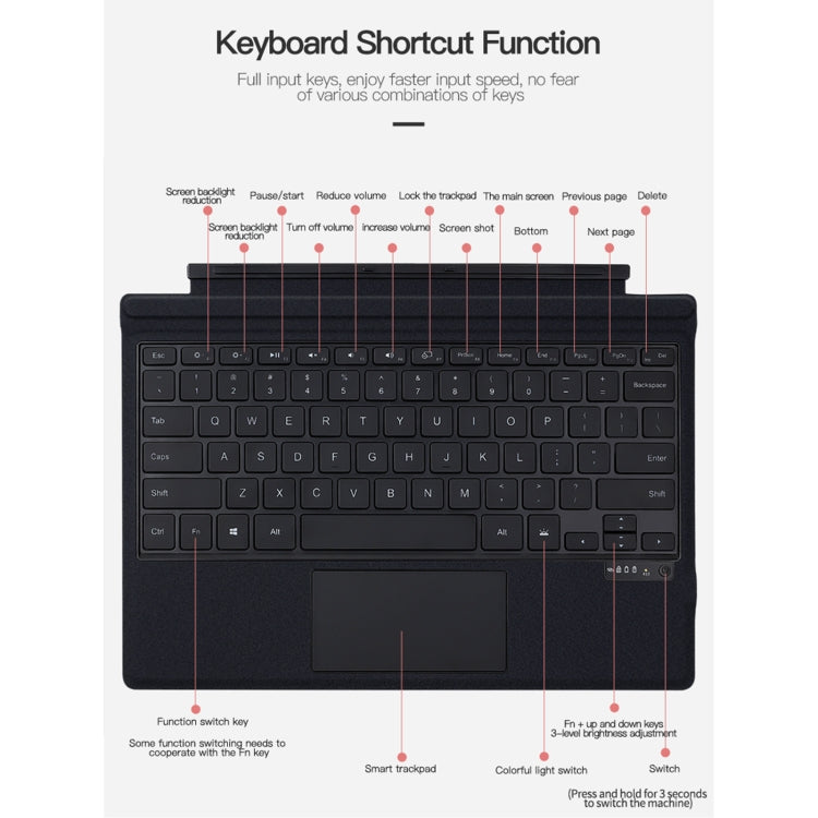 For Microsoft Surface Go1 / 2 / 3 Magnetic Bluetooth Keyboard with backlight - Others Keyboard by buy2fix | Online Shopping UK | buy2fix