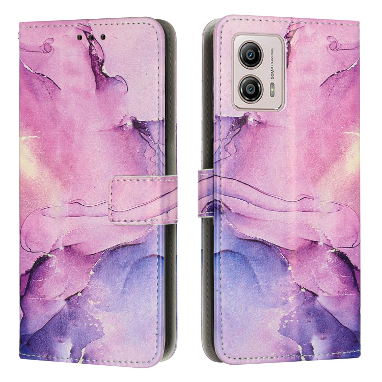 For Motorola Moto G53 5G/G13 4G/G23 4G Painted Marble Pattern Leather Phone Case(Purple) - Motorola Cases by buy2fix | Online Shopping UK | buy2fix