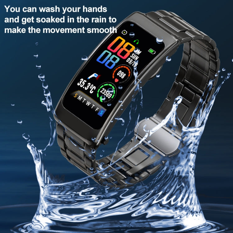 K20 1.14 inch Silicone Band Earphone Detachable Life Waterproof Smart Watch Support Bluetooth Call(Black Silver) - Smart Wear by buy2fix | Online Shopping UK | buy2fix