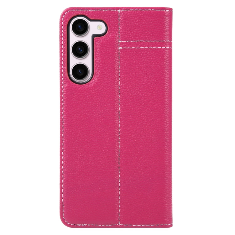 For Samsung Galaxy S23 5G GEBEI Top-grain Horizontal Flip Leather Phone Case(Rose Red) - Galaxy S23 5G Cases by GEBEI | Online Shopping UK | buy2fix