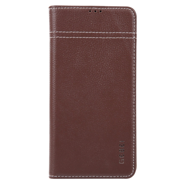 For Samsung Galaxy S23 5G GEBEI Top-grain Horizontal Flip Leather Phone Case(Brown) - Galaxy S23 5G Cases by GEBEI | Online Shopping UK | buy2fix