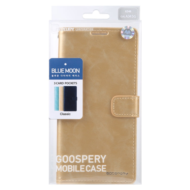 For Samsung Galaxy A34 5G GOOSPERY BLUE MOON Crazy Horse Texture Leather Phone Case(Gold) - Galaxy Phone Cases by GOOSPERY | Online Shopping UK | buy2fix