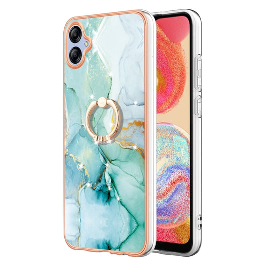 For Samsung Galaxy A04e Electroplating Marble IMD TPU Phone Case with Ring Holder(Green 003) - Galaxy Phone Cases by buy2fix | Online Shopping UK | buy2fix