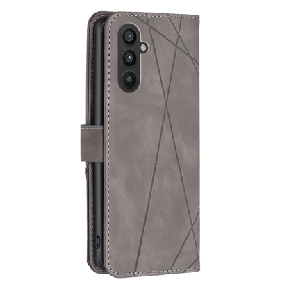 For Samsung Galaxy A24 4G Magnetic Buckle Rhombus Texture Leather Phone Case(Grey) - Galaxy Phone Cases by buy2fix | Online Shopping UK | buy2fix