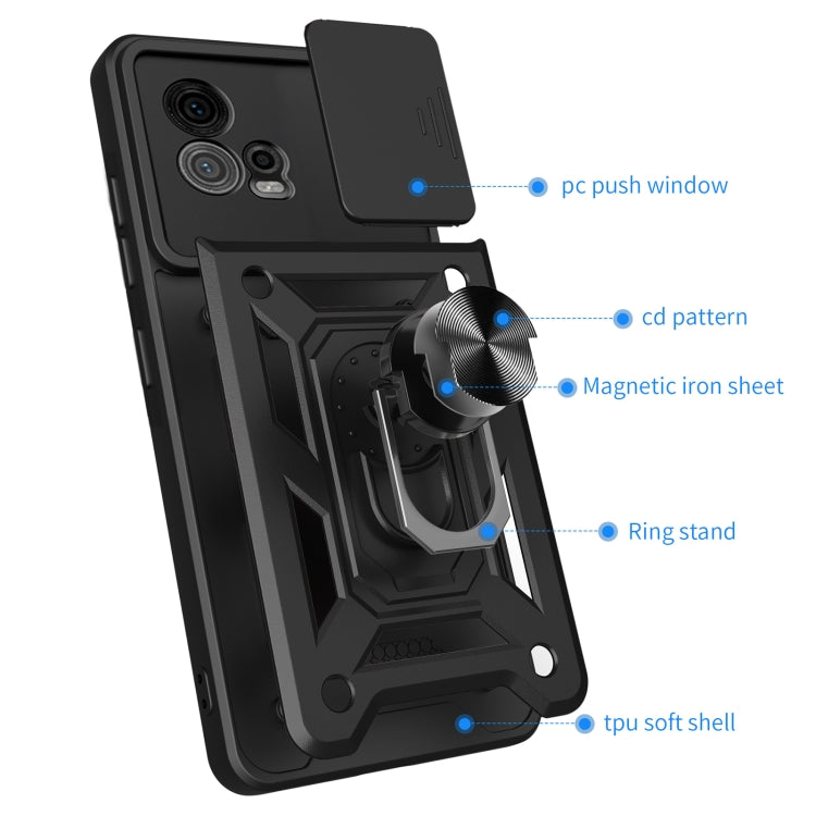 For Motorola Moto G72 Sliding Camera Cover Design TPU+PC Phone Case(Blue) - Motorola Cases by buy2fix | Online Shopping UK | buy2fix