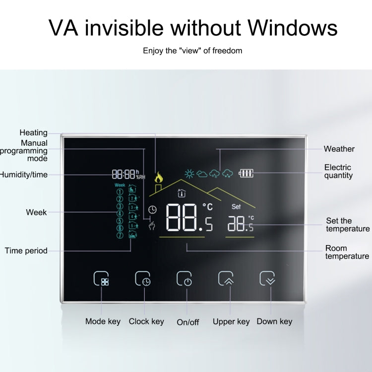 BHT-8000RF-VA-GB Wireless Smart LED Screen Thermostat Without WiFi, Specification:Electric Heating - Consumer Electronics by buy2fix | Online Shopping UK | buy2fix