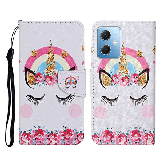 For Xiaomi Redmi Note 12 5G Global/Poco X5 Colored Drawing Pattern Flip Leather Phone Case(Crown Unicorn) - Note 12 Cases by buy2fix | Online Shopping UK | buy2fix