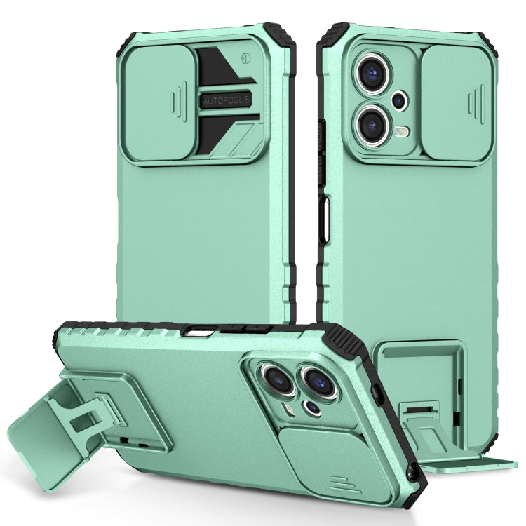 For Xiaomi Redmi Note 12 5G / Poco X5 Stereoscopic Holder Sliding Camshield Phone Case(Light Blue) - Note 12 Cases by buy2fix | Online Shopping UK | buy2fix