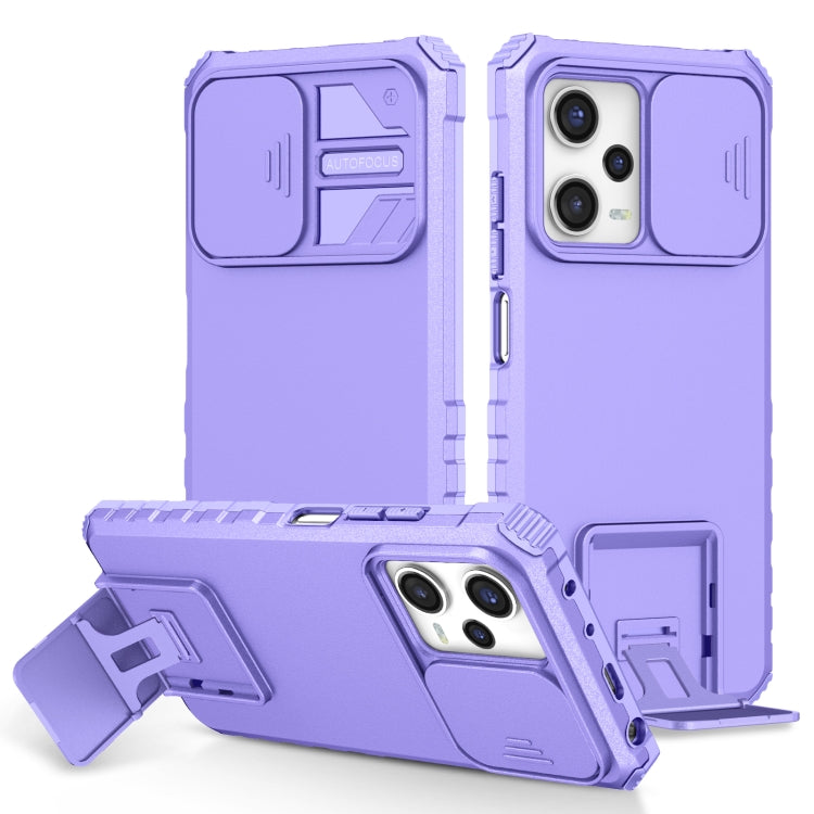 For Xiaomi Redmi Note 12 Pro 5G / Poco X5 Pro Stereoscopic Holder Sliding Camshield Phone Case(Purple) - Note 12 Pro Cases by buy2fix | Online Shopping UK | buy2fix