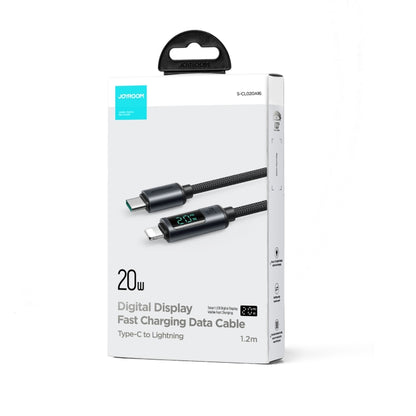 JOYROOM S-CL020A16 20W USB-C / Type-C to 8 Pin Digital Display Fast Charging Data Cable, Length:1.2m(Black) - 2 in 1 Cable by JOYROOM | Online Shopping UK | buy2fix