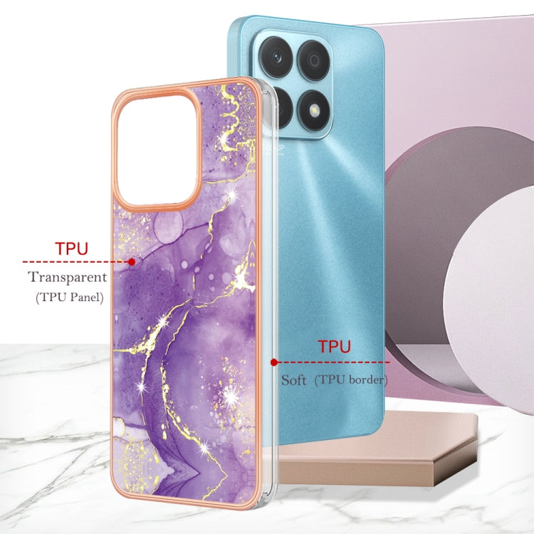 For Honor X8a Electroplating Marble Dual-side IMD Phone Case(Purple 002) - Honor Cases by buy2fix | Online Shopping UK | buy2fix