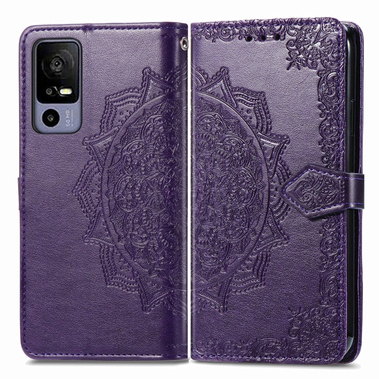 For TCL 40R Mandala Flower Embossed Leather Phone Case(Purple) - More Brand by buy2fix | Online Shopping UK | buy2fix
