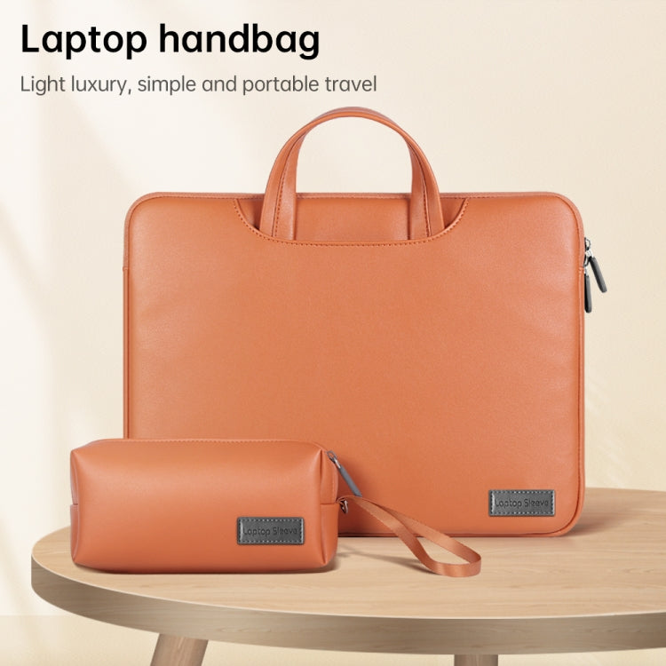 Waterproof PU Laptop Bag Inner Bag with Power Pack, Size:15 inch(Brown) -  by buy2fix | Online Shopping UK | buy2fix