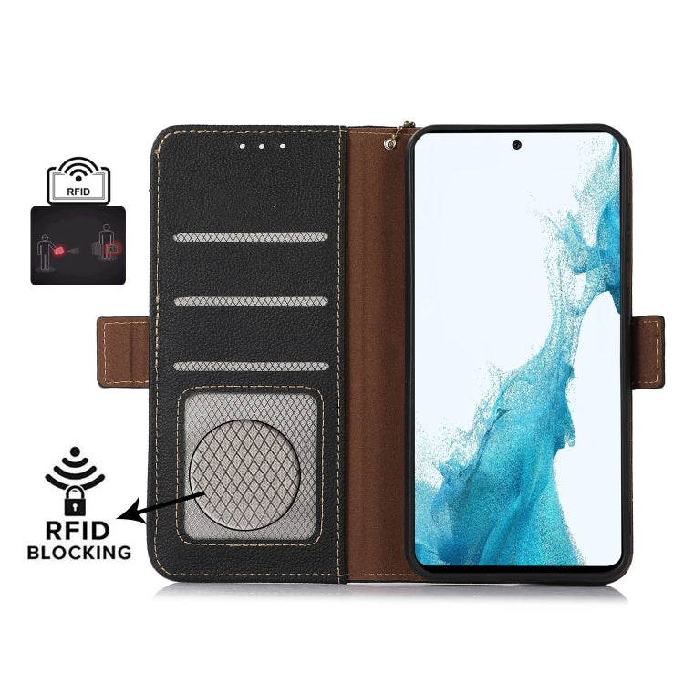 For Google Pixel 8 Side-Magnetic TJ Genuine Leather RFID Phone Case(Black) - Google Cases by buy2fix | Online Shopping UK | buy2fix