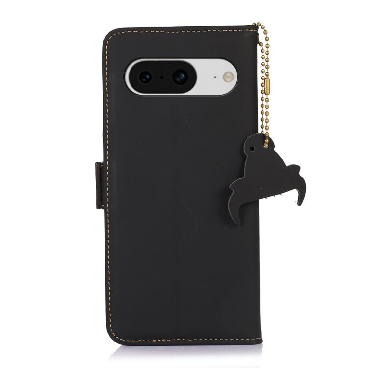 For Google Pixel 8 Genuine Leather Magnetic RFID Leather Phone Case(Black) - Google Cases by buy2fix | Online Shopping UK | buy2fix